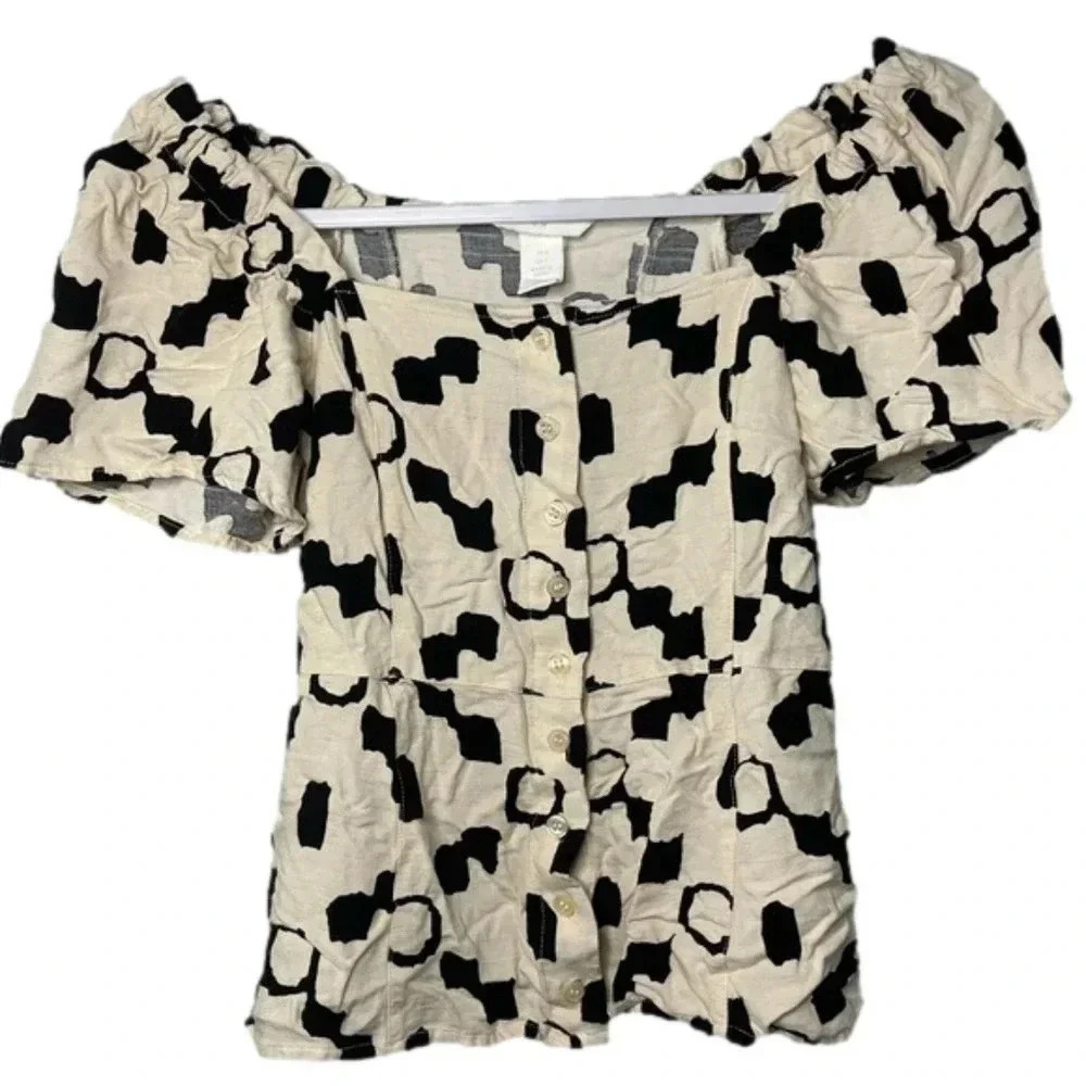 H&M Off Shoulder Button Up Blouse